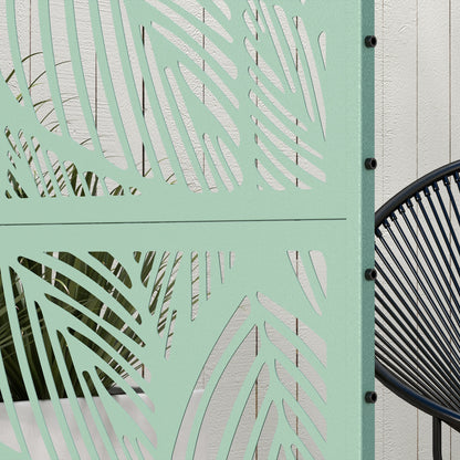 Outsunny Biombo Exterior Con 3 Piezas Patrón De Hoja Grande 122x45x198cm Verde_4