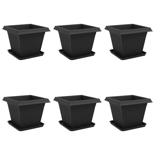 Macetas 6 Uds. Negro Plástico_0