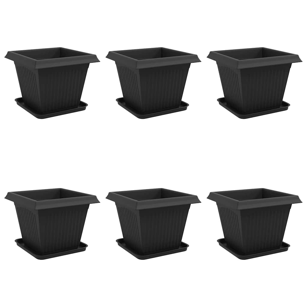 Macetas 6 Pcs Negro 38 X 38 X 30 Cm Plástico_0