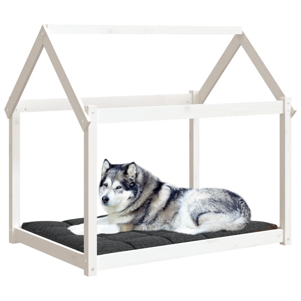 Vidaxl Cama Para Perros Madera Maciza De Pino Blanco 111x80x100 Cm_3