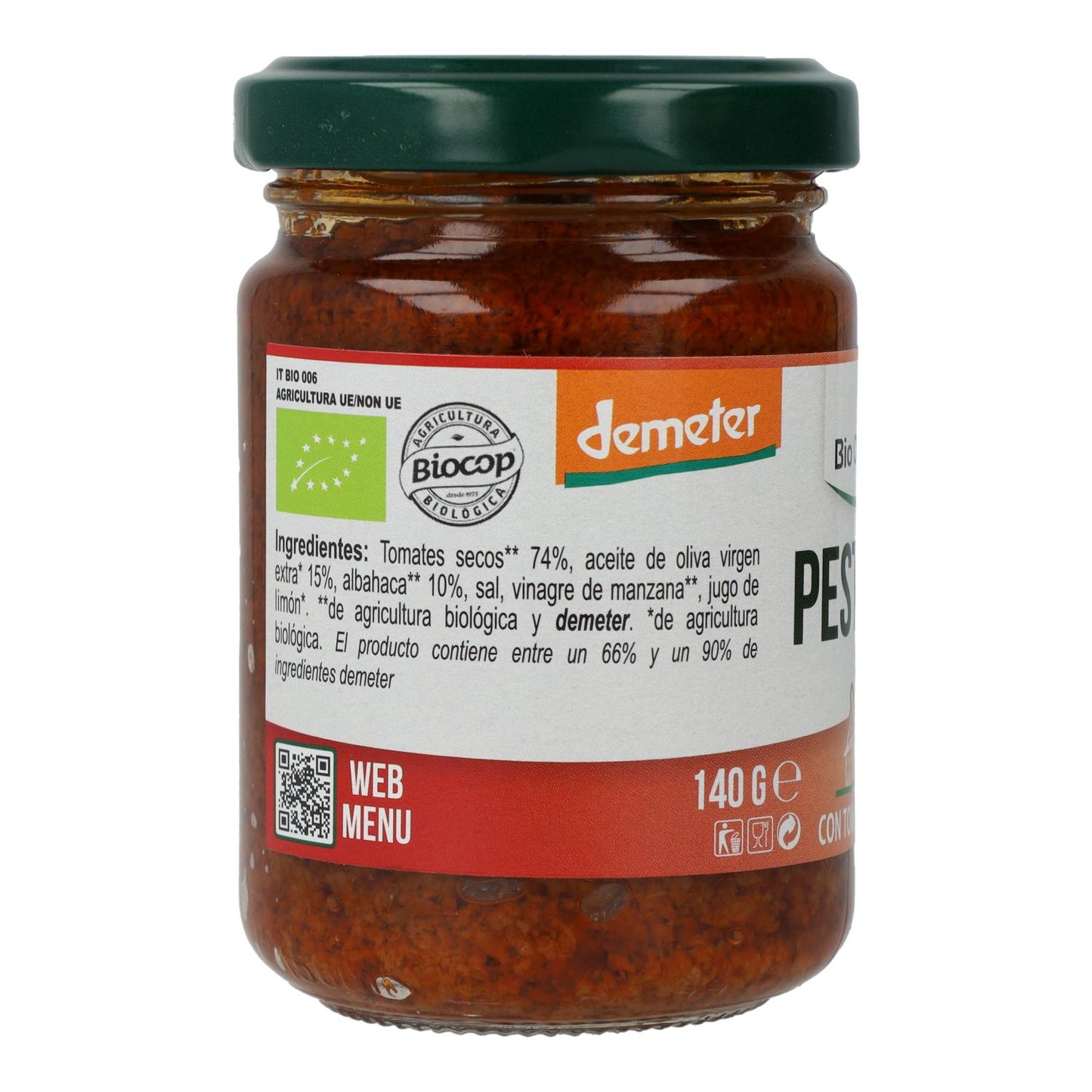 Pesto Rosso de Tomates Secos Bio Organica Italia 140 gr