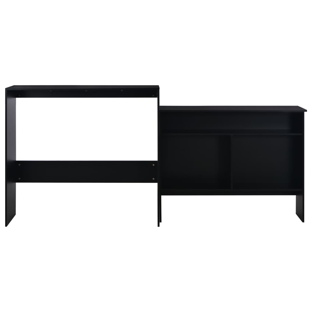 Mesa Alta De Bar Con 2 Tableros Negro 130x40x120 Cm_1