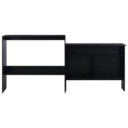 Mesa Alta De Bar Con 2 Tableros Negro 130x40x120 Cm_1