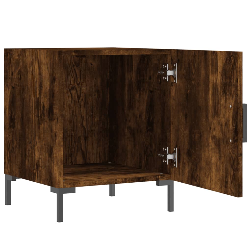 Mesita De Noche Madera De Ingeniería Roble Ahumado 40x40x50 Cm_1