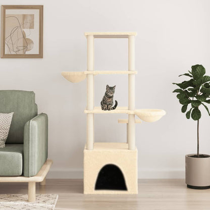 Vidaxl Rascador Para Gatos Con Postes De Sisal Color Crema 147 Cm_1