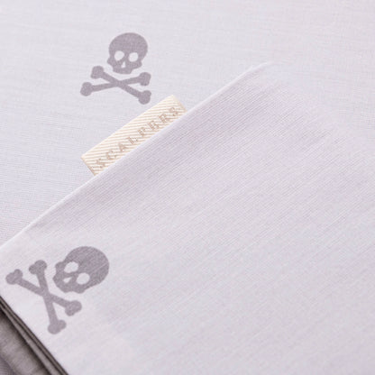 Set Cama (funda Nórdica 240x220 + 2 Fundas Almohada  50x85cm) 100% Algodón Gris Oscuro & Gris Claro Calaveras Scalpers Home