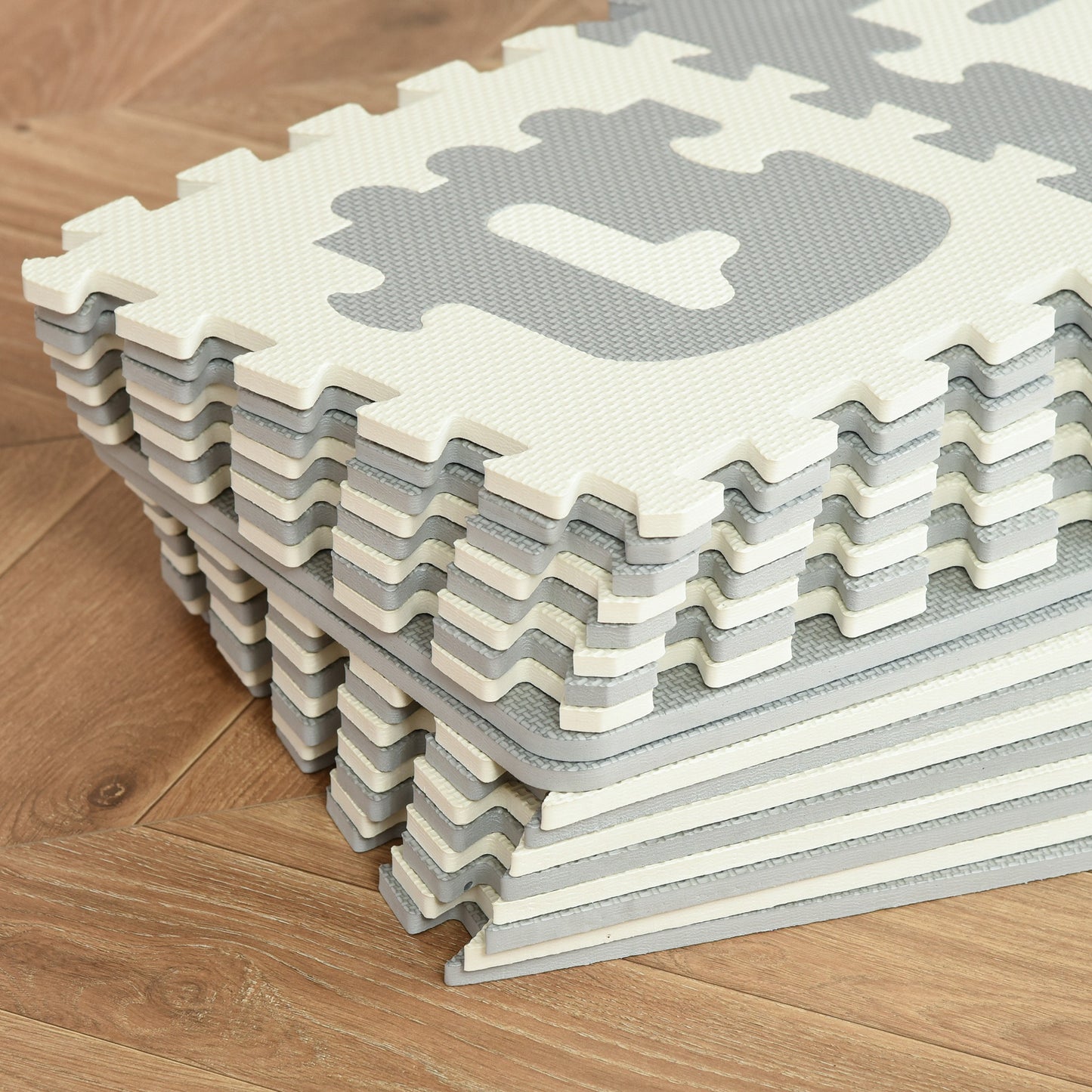 Homcom Alfombra Puzzle Para Bebés 36 Piezas De Eva Con 26 Letras (a-z) Y Números_3
