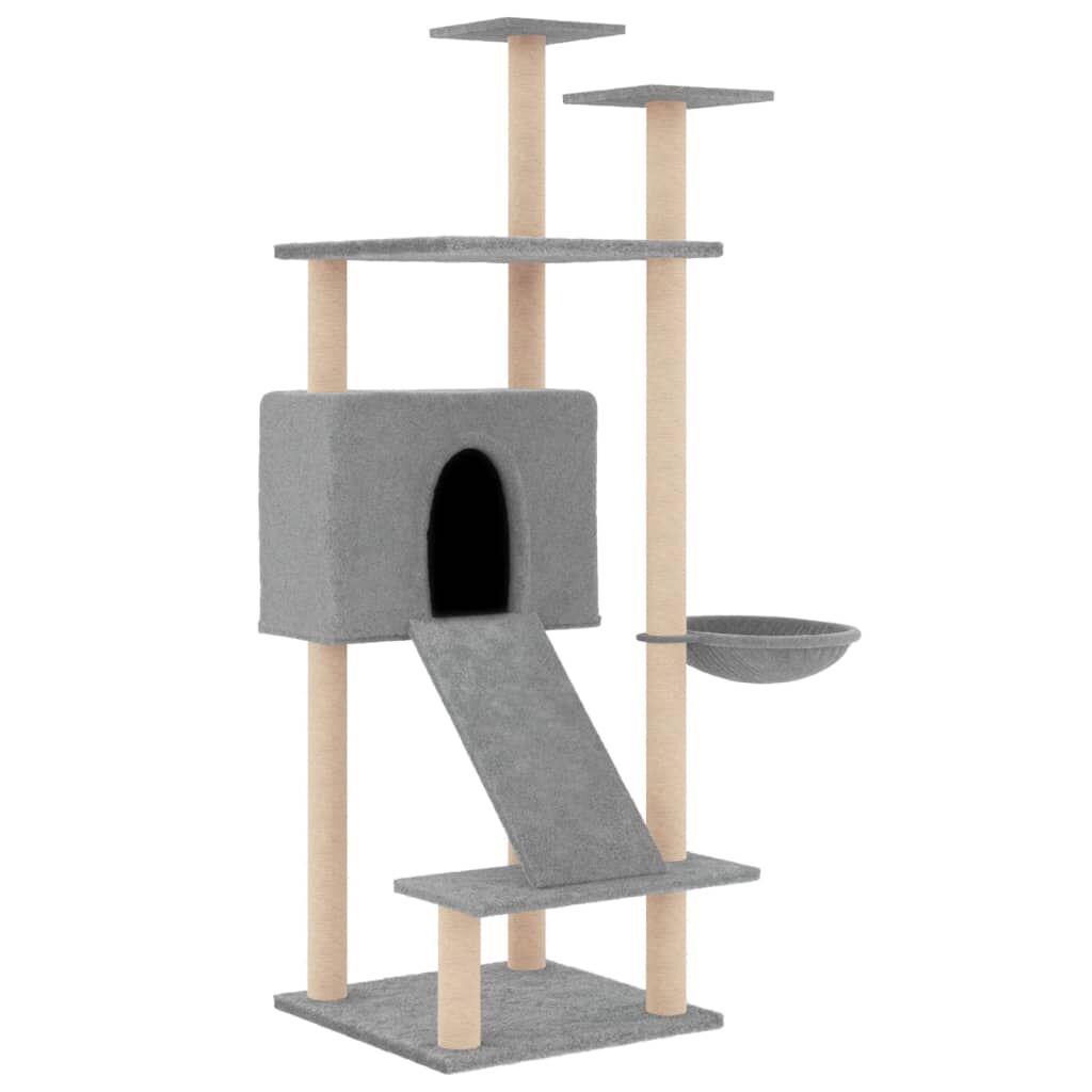Vidaxl Rascador Para Gatos Con Postes De Sisal Gris Claro 153 Cm_0