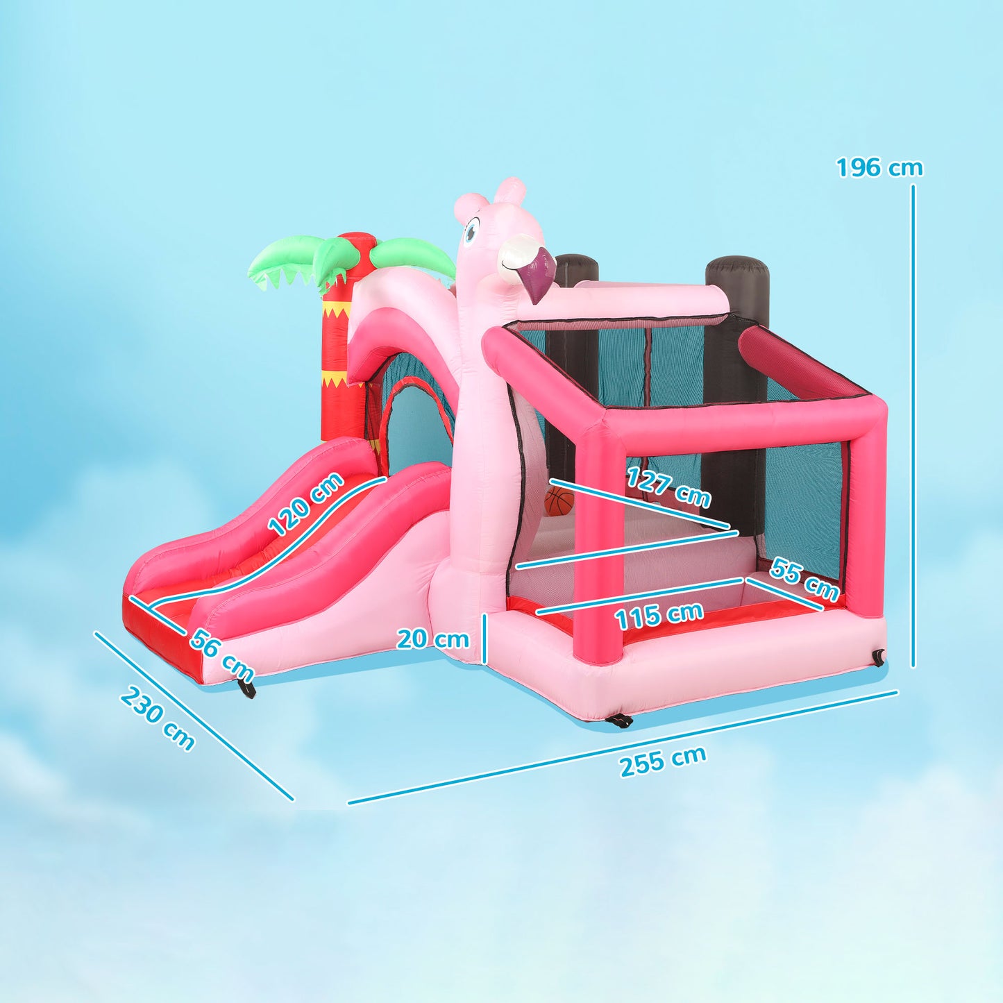 Aiyaplay Castillo Hinchable Para Niños Con Soplador Canasta De Baloncesto Rosa_2