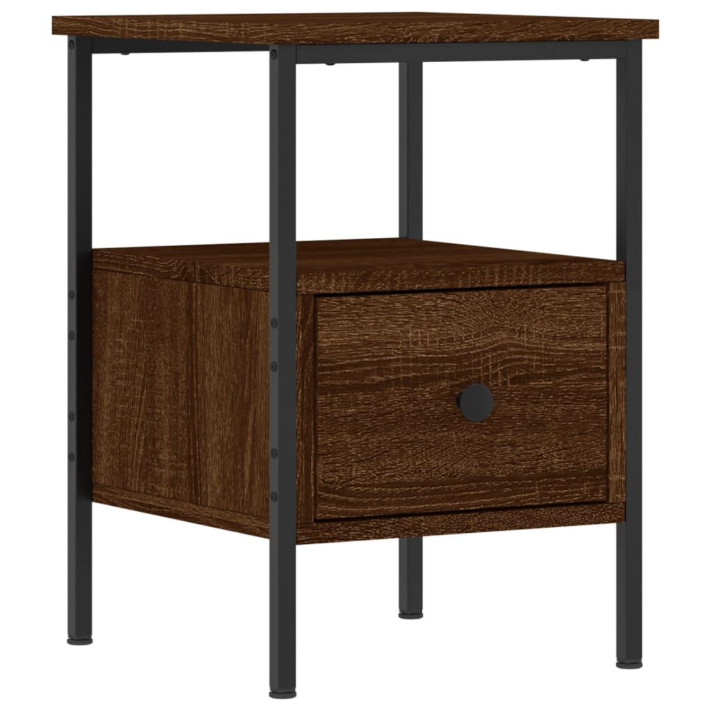 Mesita De Noche Madera De Ingeniería Marrón Roble 34x36x50 Cm_0