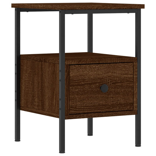 Mesita De Noche Madera De Ingeniería Marrón Roble 34x36x50 Cm_0