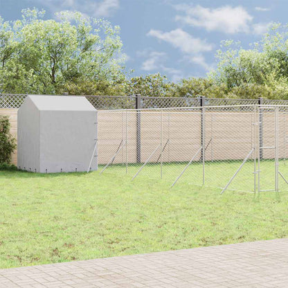 Perrera Exterior Con Techo Acero Galvanizado Plata 10x10x2,5 M_1