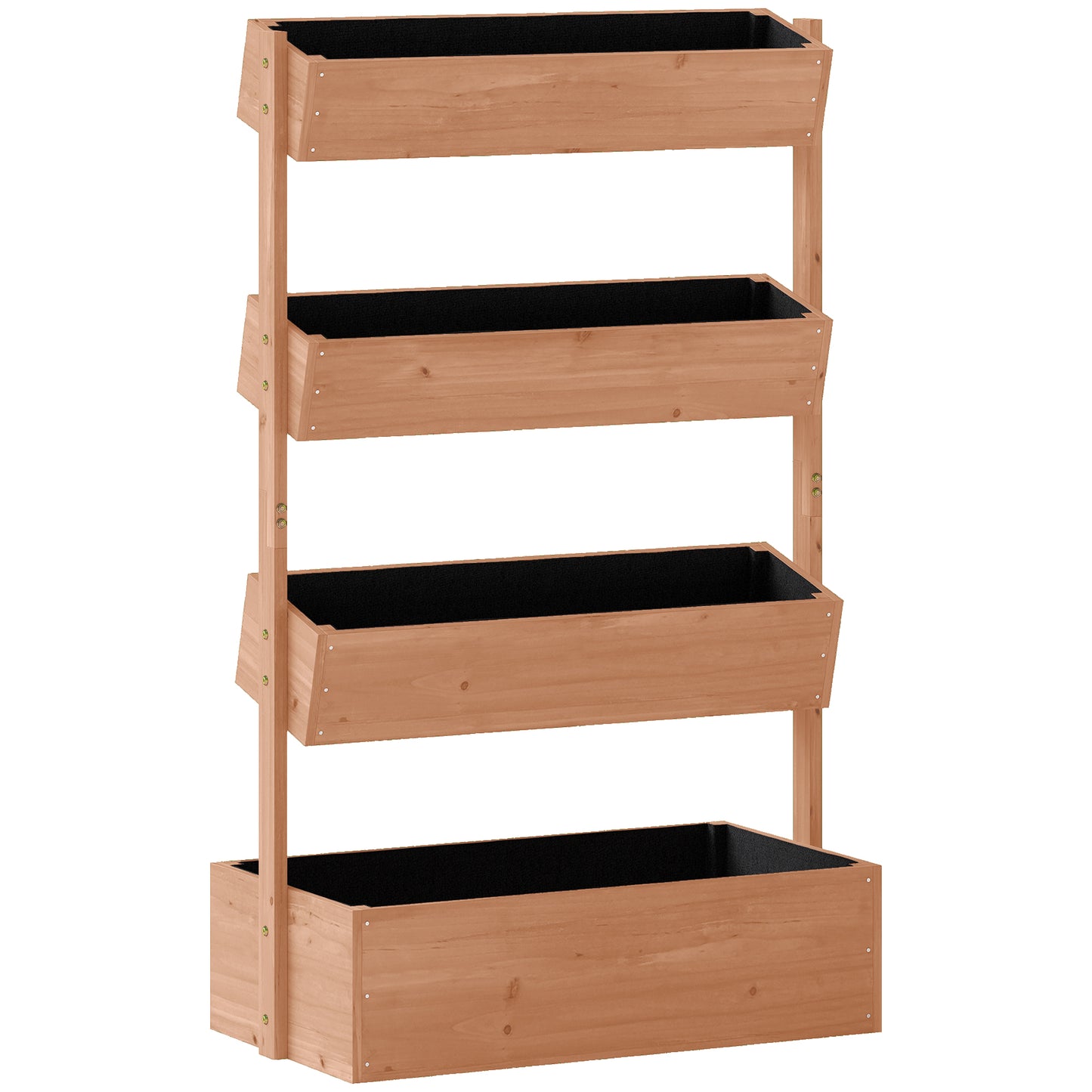 Outsunny Jardinera De Madera De 4 Niveles Con Orificios De Drenaje Marrón_0