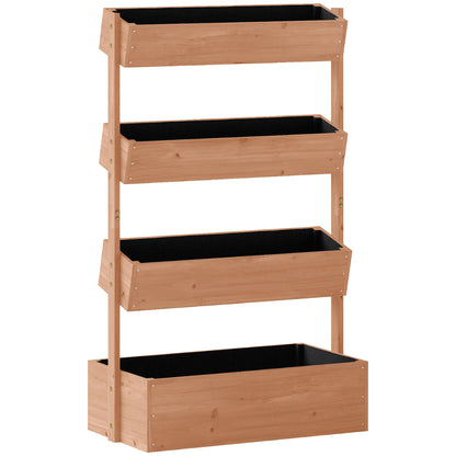 Outsunny Jardinera De Madera De 4 Niveles Con Orificios De Drenaje Marrón_0