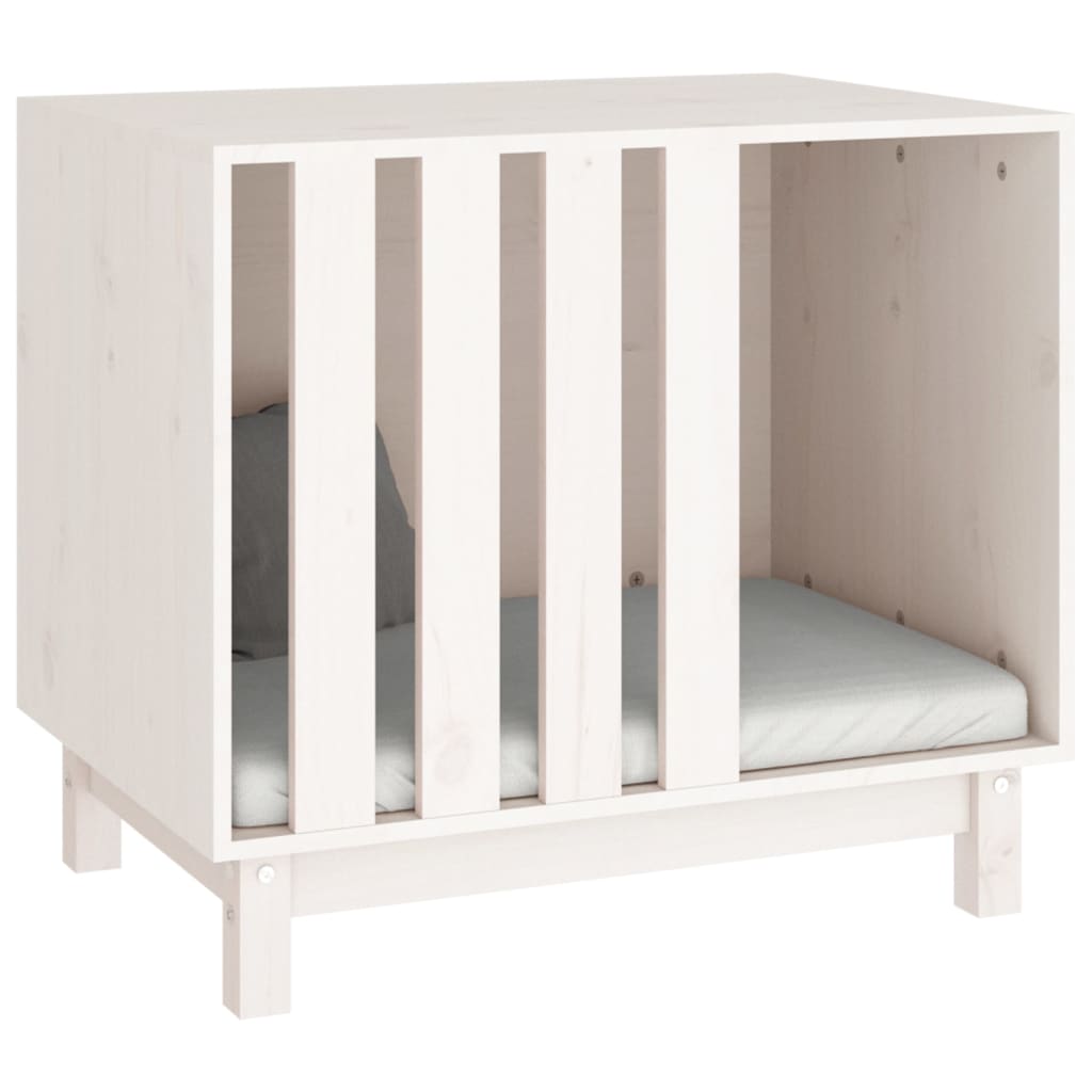Caseta Para Perros Madera Maciza De Pino Blanco 70x50x62 Cm_5