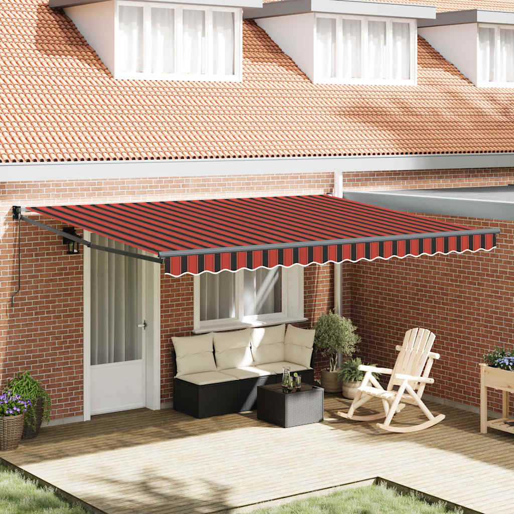 Toldo Retráctil Aluminio Y Tela Naranja Y Marrón 4,5x3 M_1