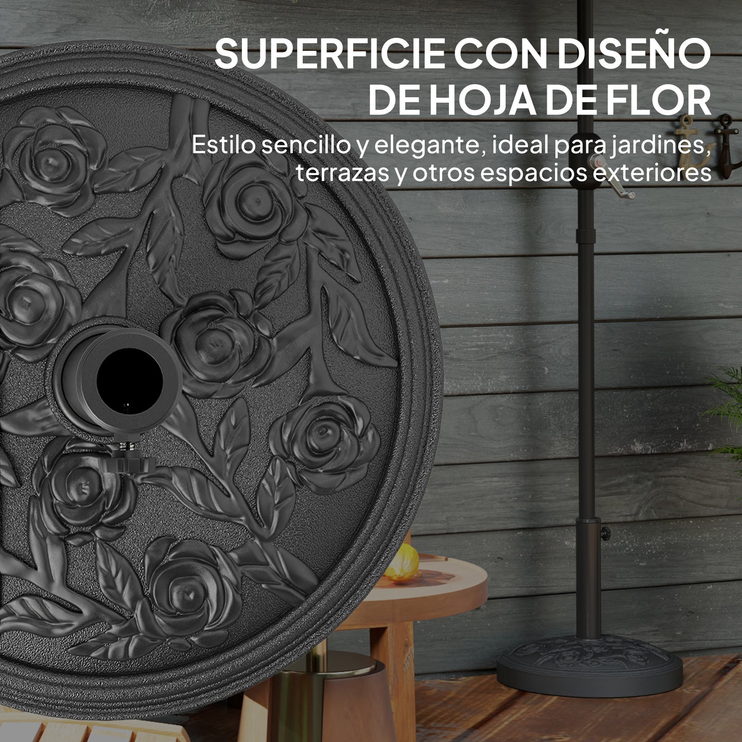 Outsunny Base Para Sombrilla Semicircular Relleno De Cemento Peso 12 Kg Negro_5