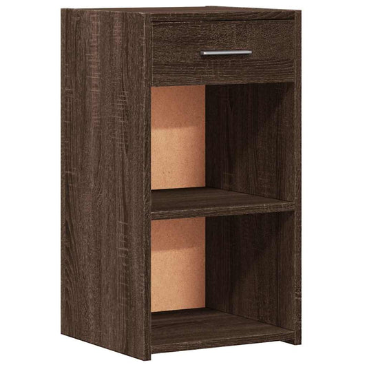 Mesita De Noche Madera De Ingeniería Marrón Roble 35x34x65 Cm_0