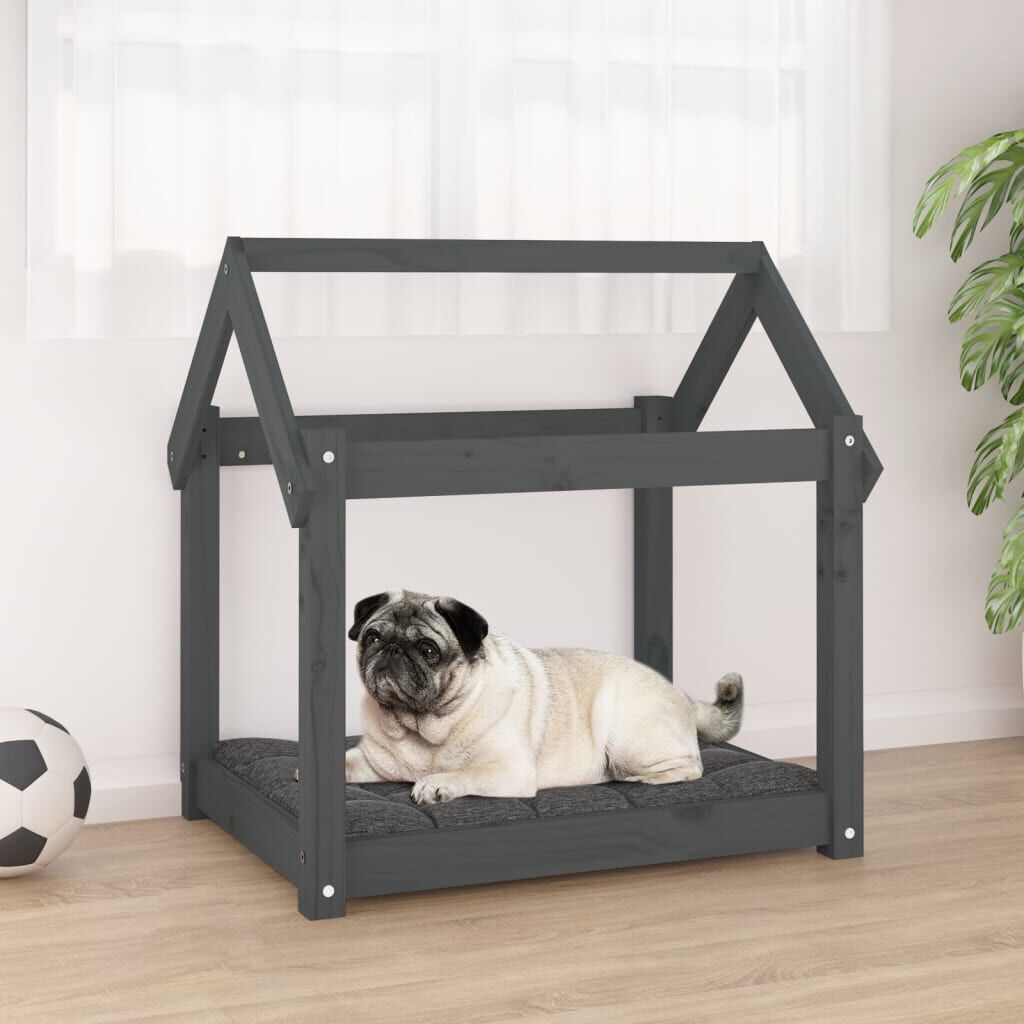 Vidaxl Cama Para Perros Madera Maciza De Pino Gris 71x55x70 Cm_1