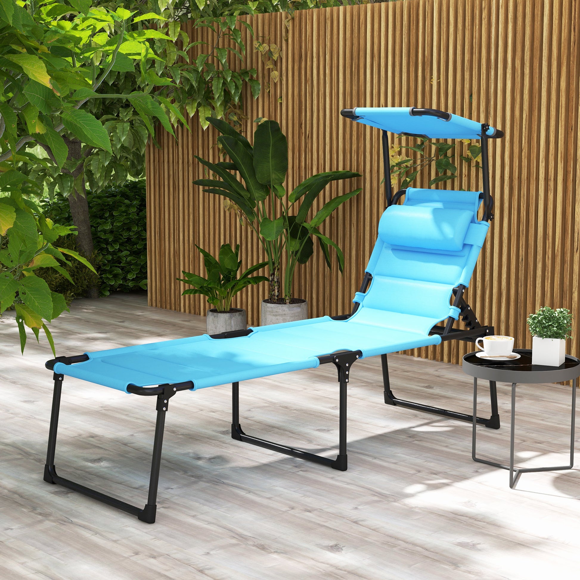 Outsunny Tumbona Plegable Con Respaldo Regulable 70x200x45 Cm Azul Claro_1