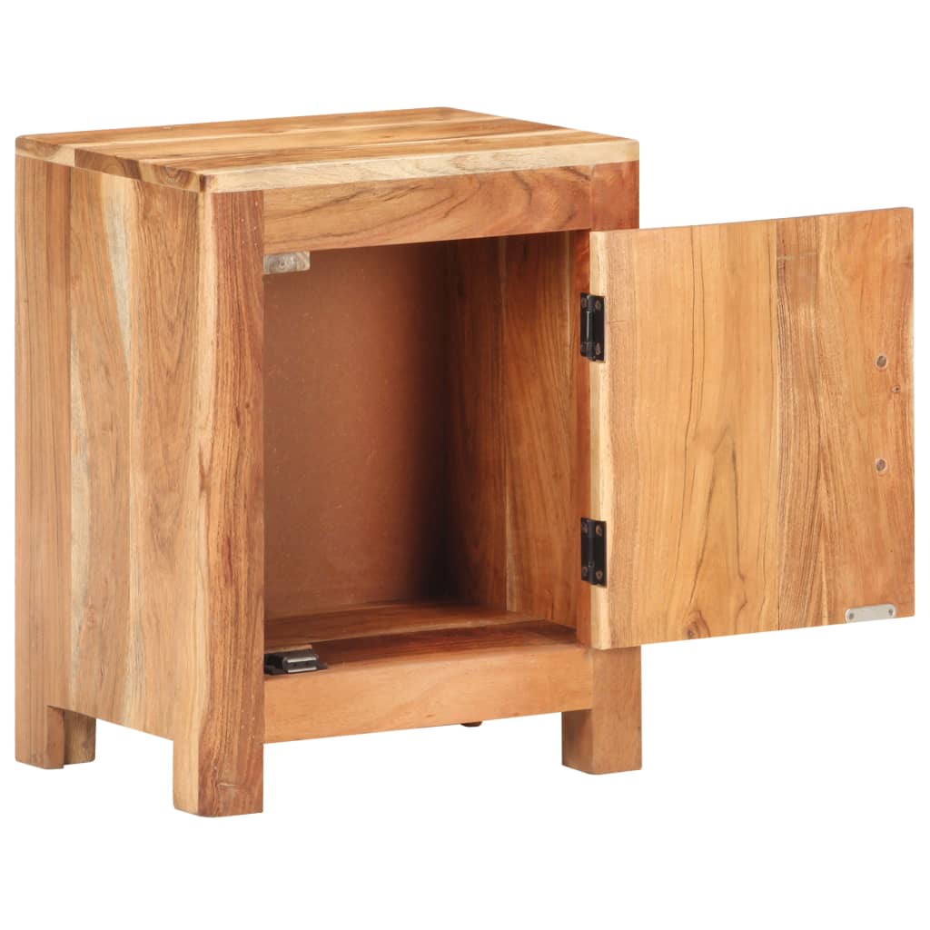 Mesita De Noche De Madera Maciza De Acacia 40x30x50 Cm_0