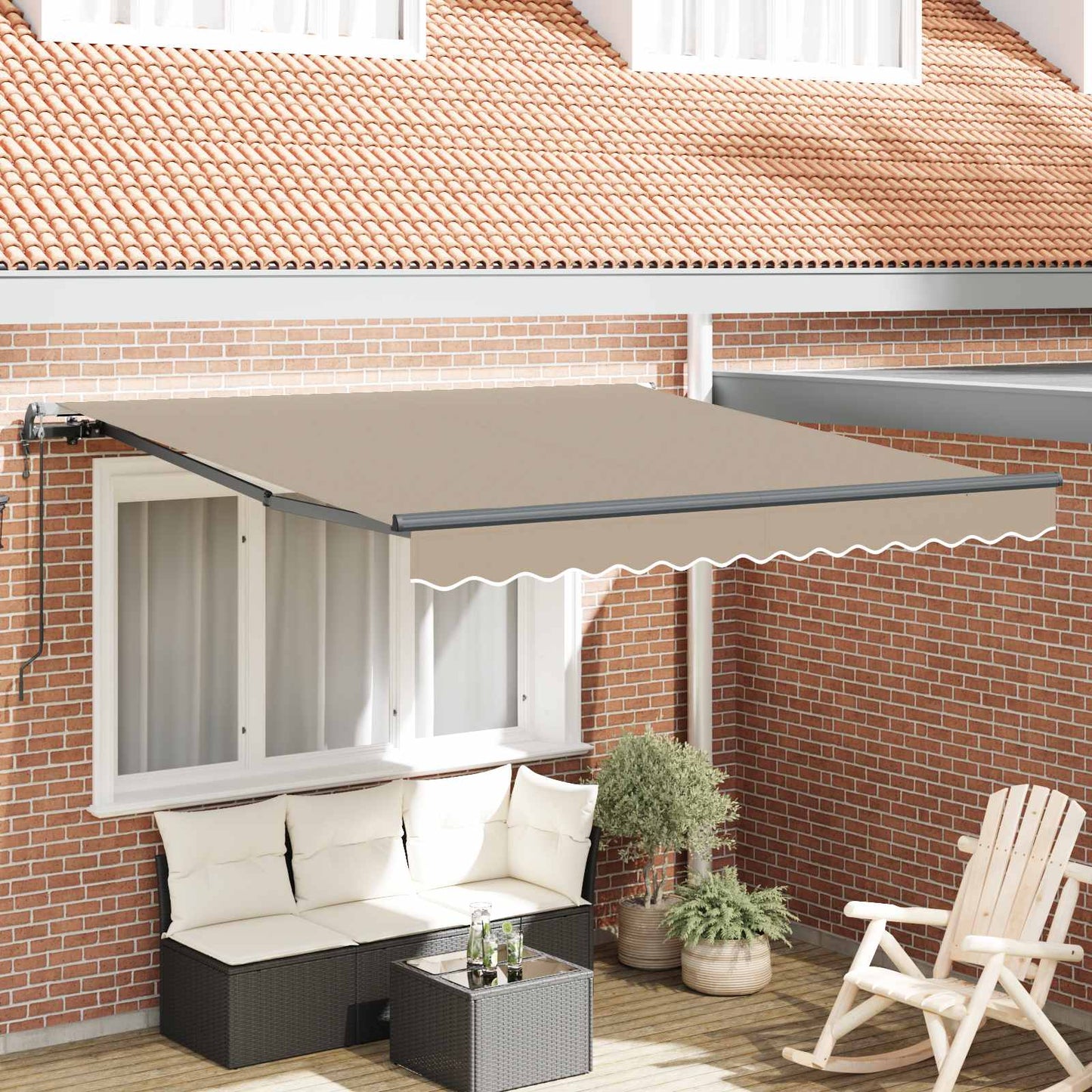 Toldo Retráctil Beige 300 X 250 Cm Tela Y Aluminio_1