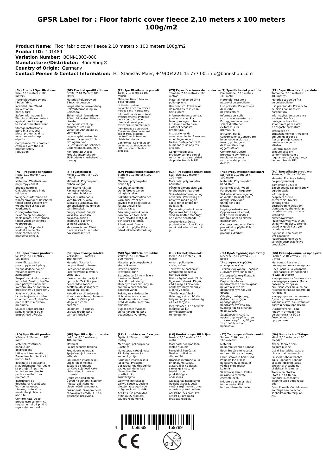 Malla Antihierbas Profesional 2,10x100m, Tejido Para Control De Maleza 100g/m²_1