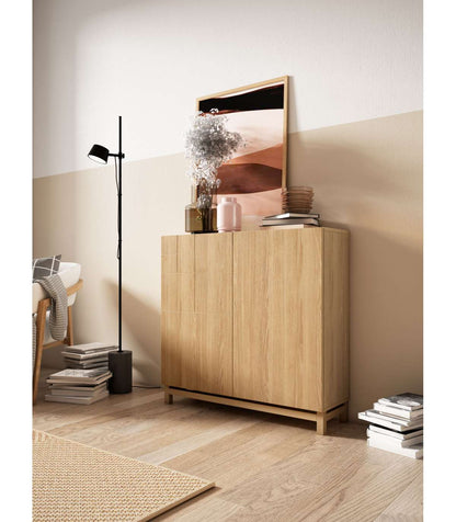 Zapatero 2 Puertas Modelo 513 Acabado Roble Oscuro, 90x90x27 (alto X Ancho X Fondo)_5