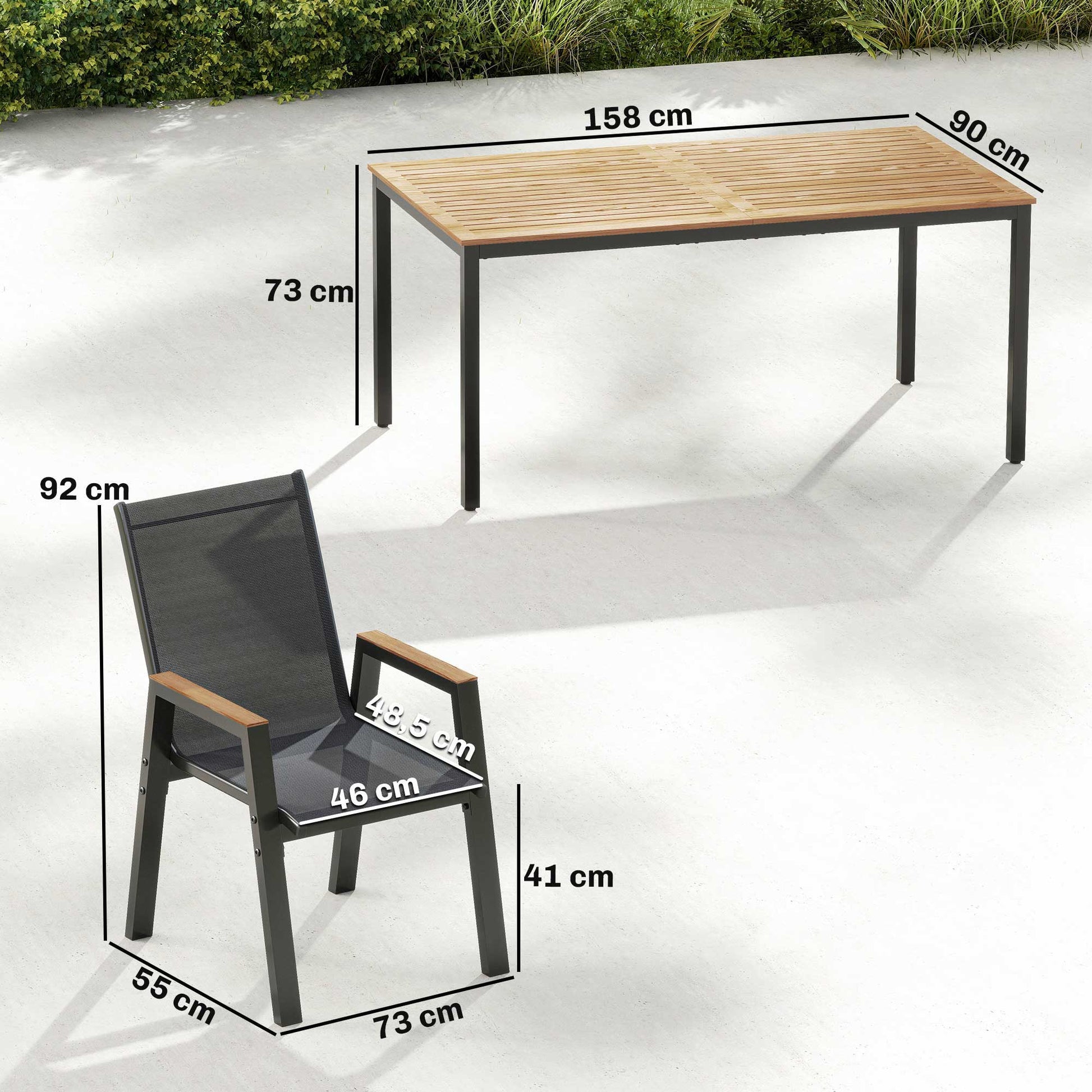 Outsunny Conjunto De Mesa Y Sillas Jardín De 7 Piezas Con Sillas Transpirables_2