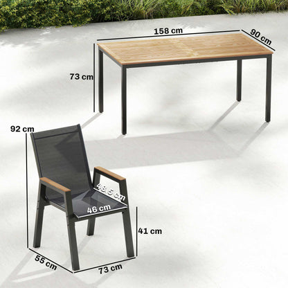 Outsunny Conjunto De Mesa Y Sillas Jardín De 7 Piezas Con Sillas Transpirables_2