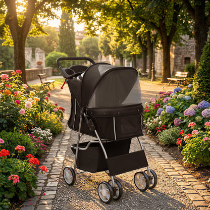 Pawhut Carrito Para Perros Plegable Con Cesta De Almacenaje 77x44x102 Cm Negro_1