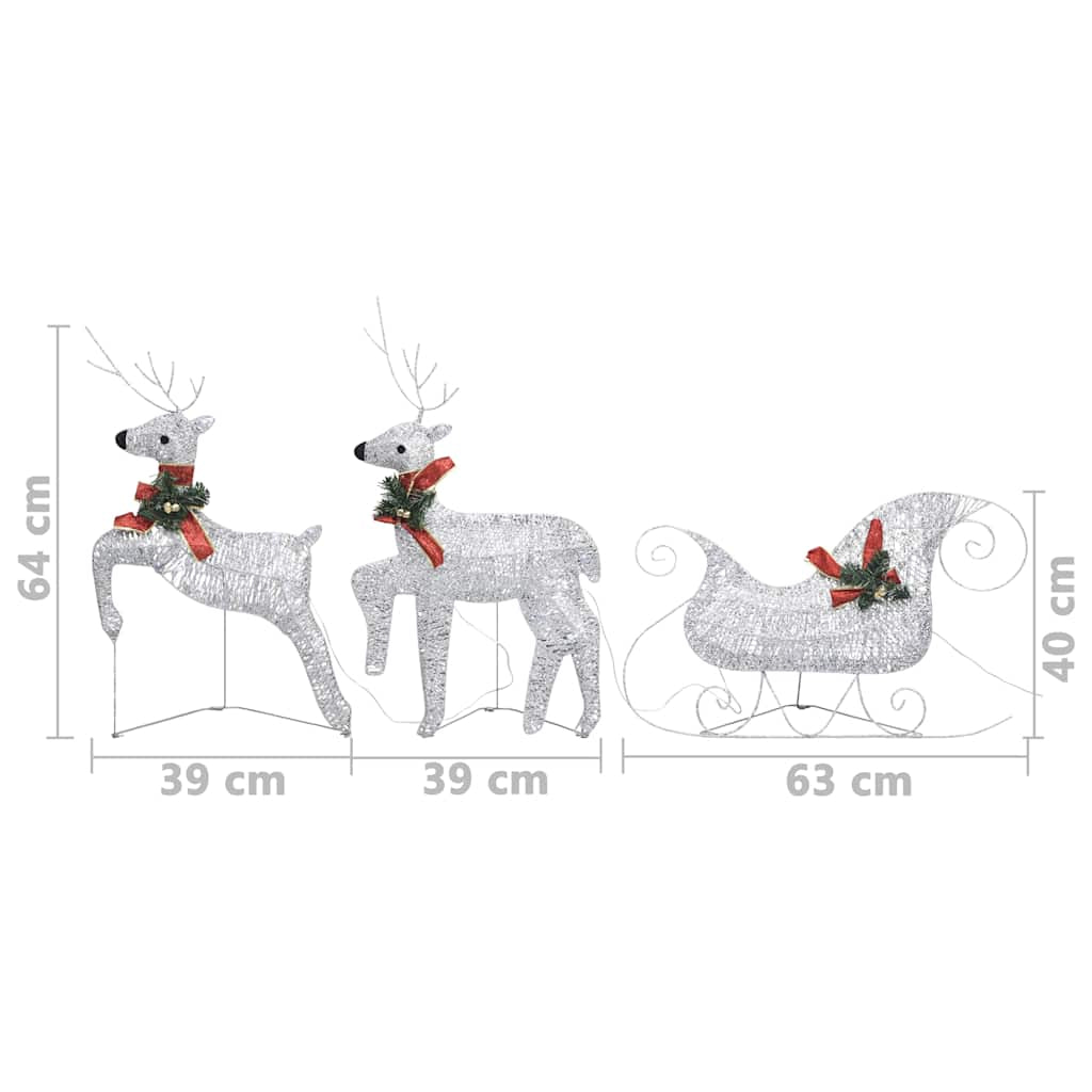 Vidaxl Trineo Y Renos Decoración De Navidad De Jardín 60 Led Plateado_2