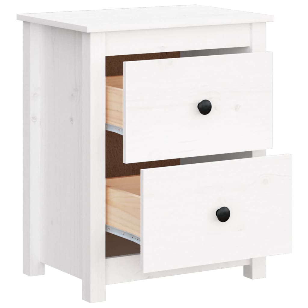 Mesitas De Noche 2 Uds Madera Maciza Pino Blanca 50x35x61,5 Cm_4