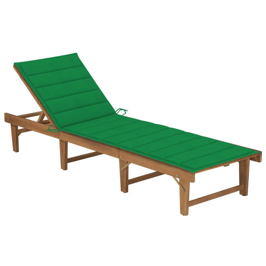 Tumbona Plegable Con Cojín Madera Maciza De Acacia_0