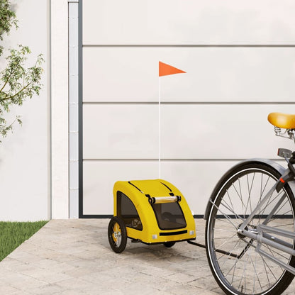 Vidaxl Remolque De Bicicleta Mascotas Hierro Tela Oxford Amarillo_1