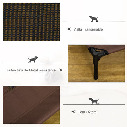Pawhut Cama Elevada Para Perros Interior Y Exterior 92x76x18 Cm Café_5