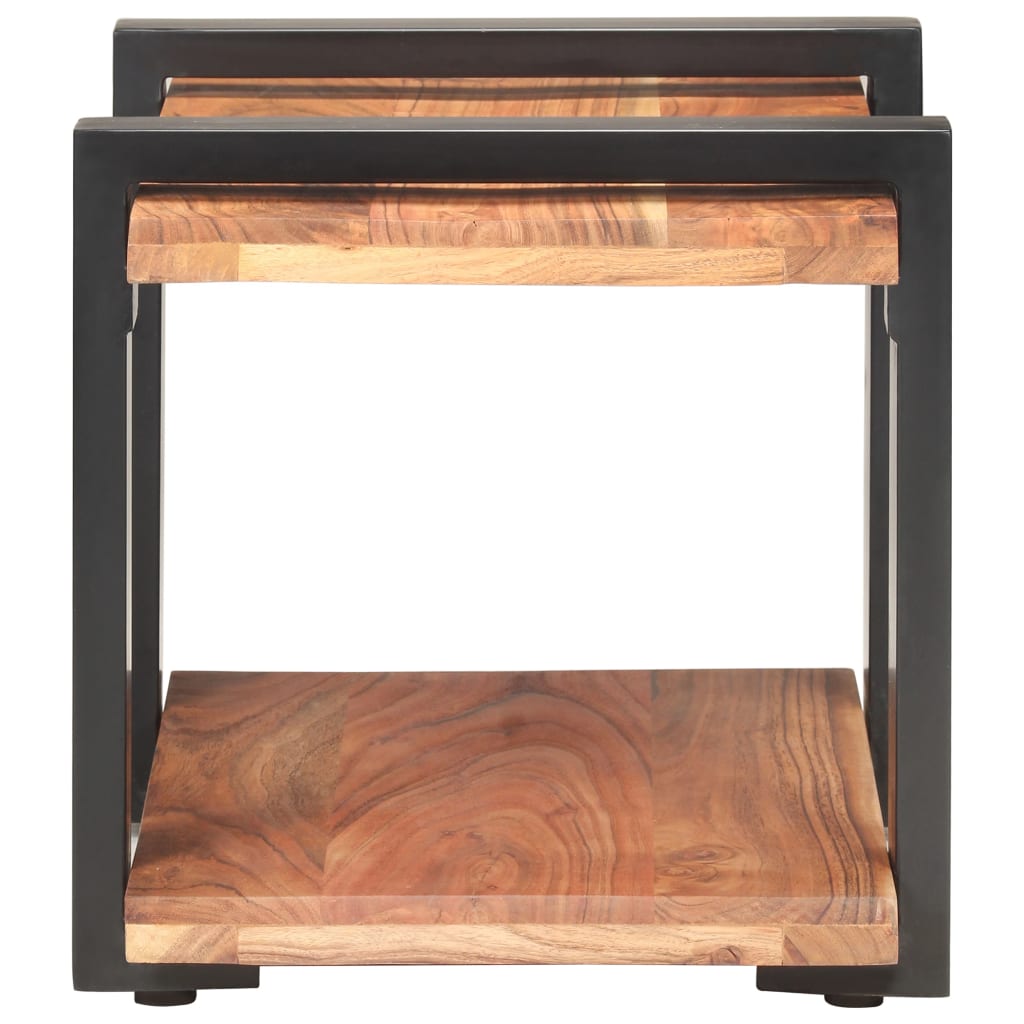 Mesita De Noche De Madera Maciza De Acacia 50x40x40 Cm_1