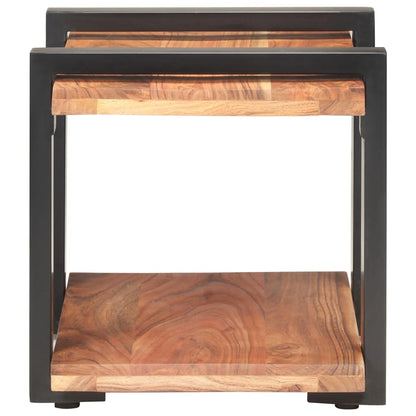 Mesita De Noche De Madera Maciza De Acacia 50x40x40 Cm_1