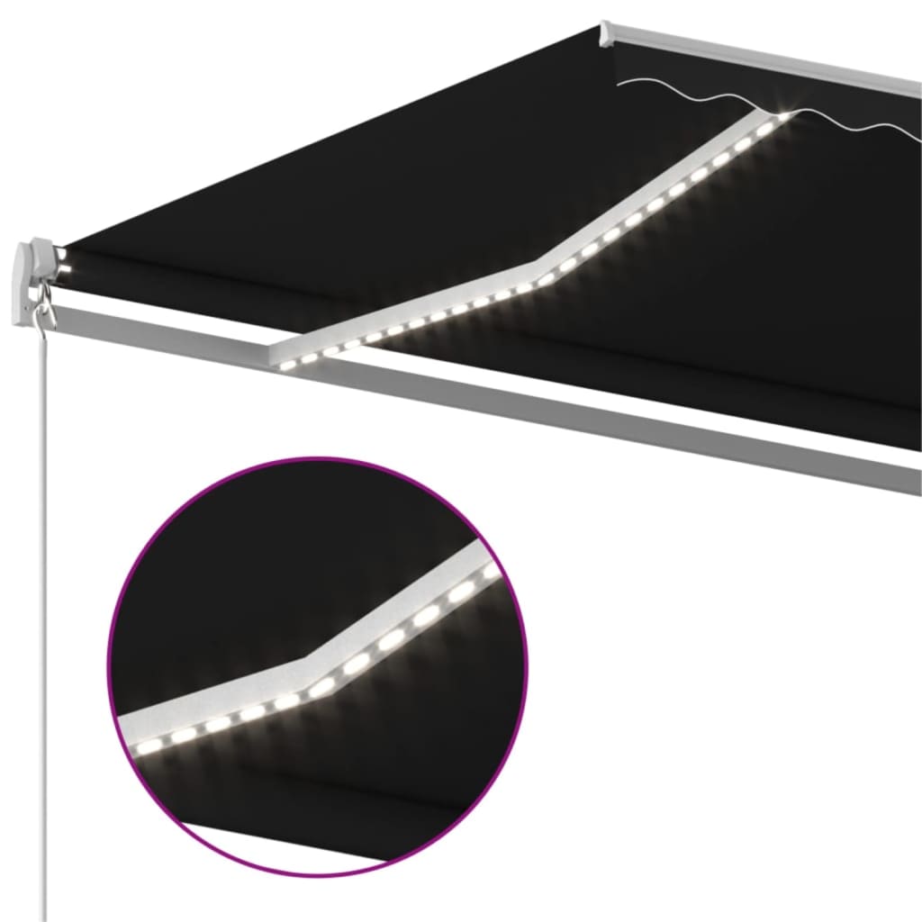 Toldo Manual Retráctil Con Led Gris Antracita 400x350 Cm_3