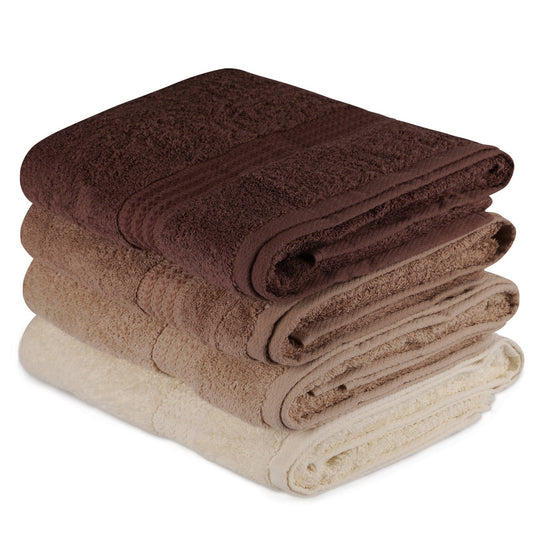Juego De Toallas De Baño (4 Piezas) Crema, Beige Y Marrón_0