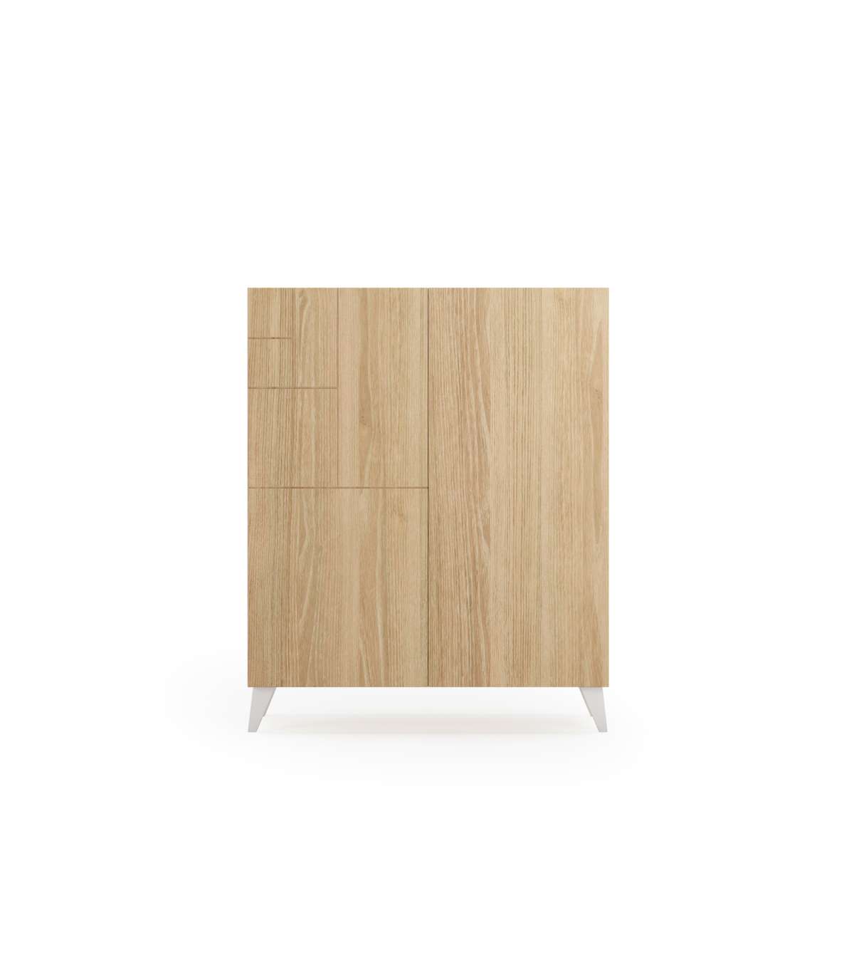 Zapatero 2 Puertas Modelo 514 Acabado Roble Oscuro Patas Blancas, 112x90x27 (alto X Ancho_0