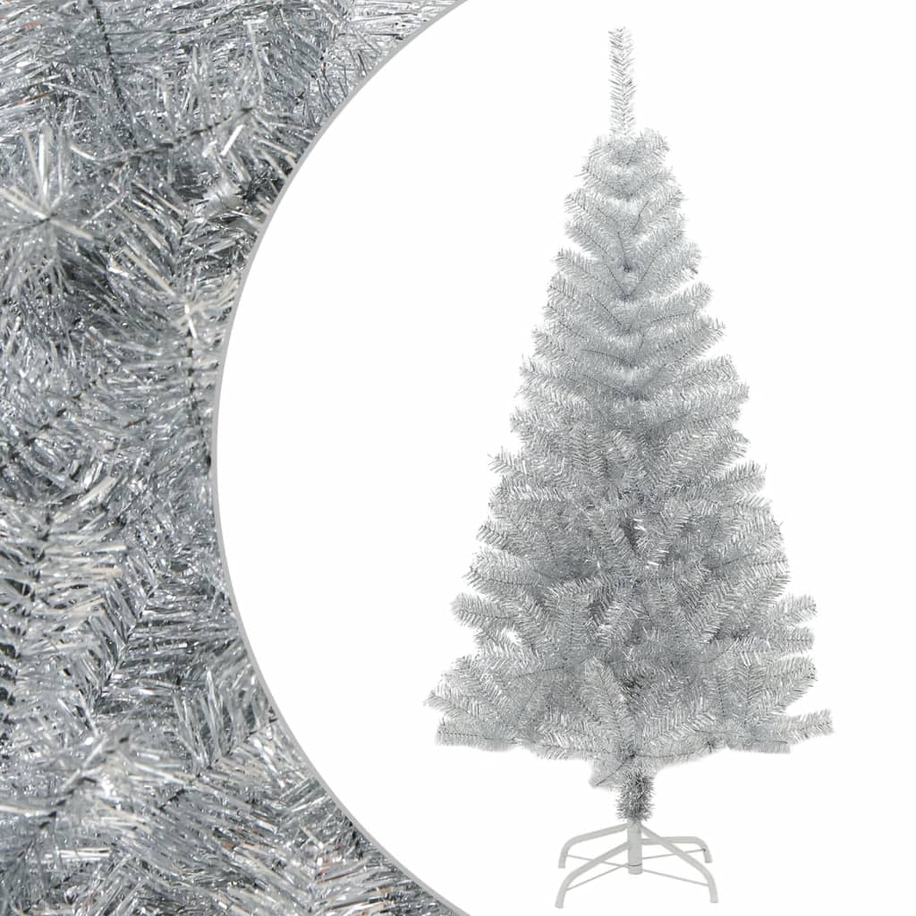 Vidaxl Árbol De Navidad Artificial Con Soporte Plateado Pet 120 Cm_0