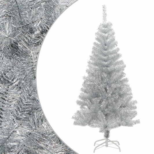 Vidaxl Árbol De Navidad Artificial Con Soporte Plateado Pet 120 Cm_0