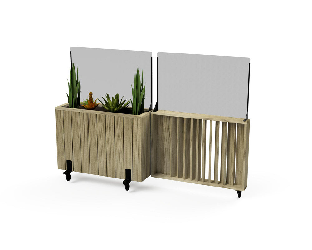 Kit Jardinera Alta De Madera Con Barandilla Y Cortavientos 60 Cm 100x34x80 Cm Hortalia_0