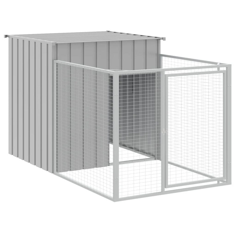 Vidaxl Caseta Perros Corral Acero Galvanizado Gris Claro 110x609x110cm_5