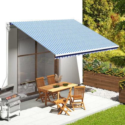 Tela De Repuesto Para Toldo Azul Y Blanco 4,5x3,5 M Poliéster_1