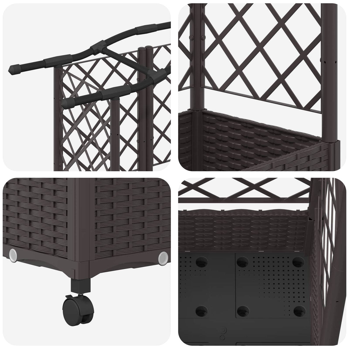 Cama Elevada Con Trellis Y Techo Marrón 163 X 40 X 129 Cm Pp_5