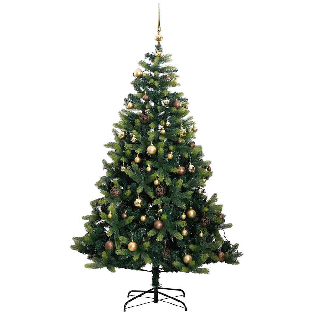 Vidaxl Árbol De Navidad Artificial Con Bisagras 150 Led Y Bolas 150 Cm_3