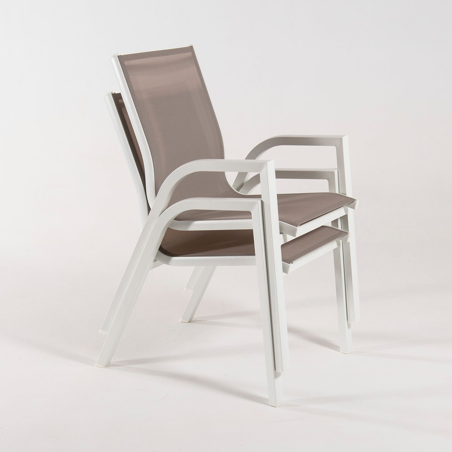 Sillón De Exterior Apilable, Tamaño: 56x66x90 Cm, Aluminio Doble Reforzado Color Blanco, Textilene Color Taupé_4