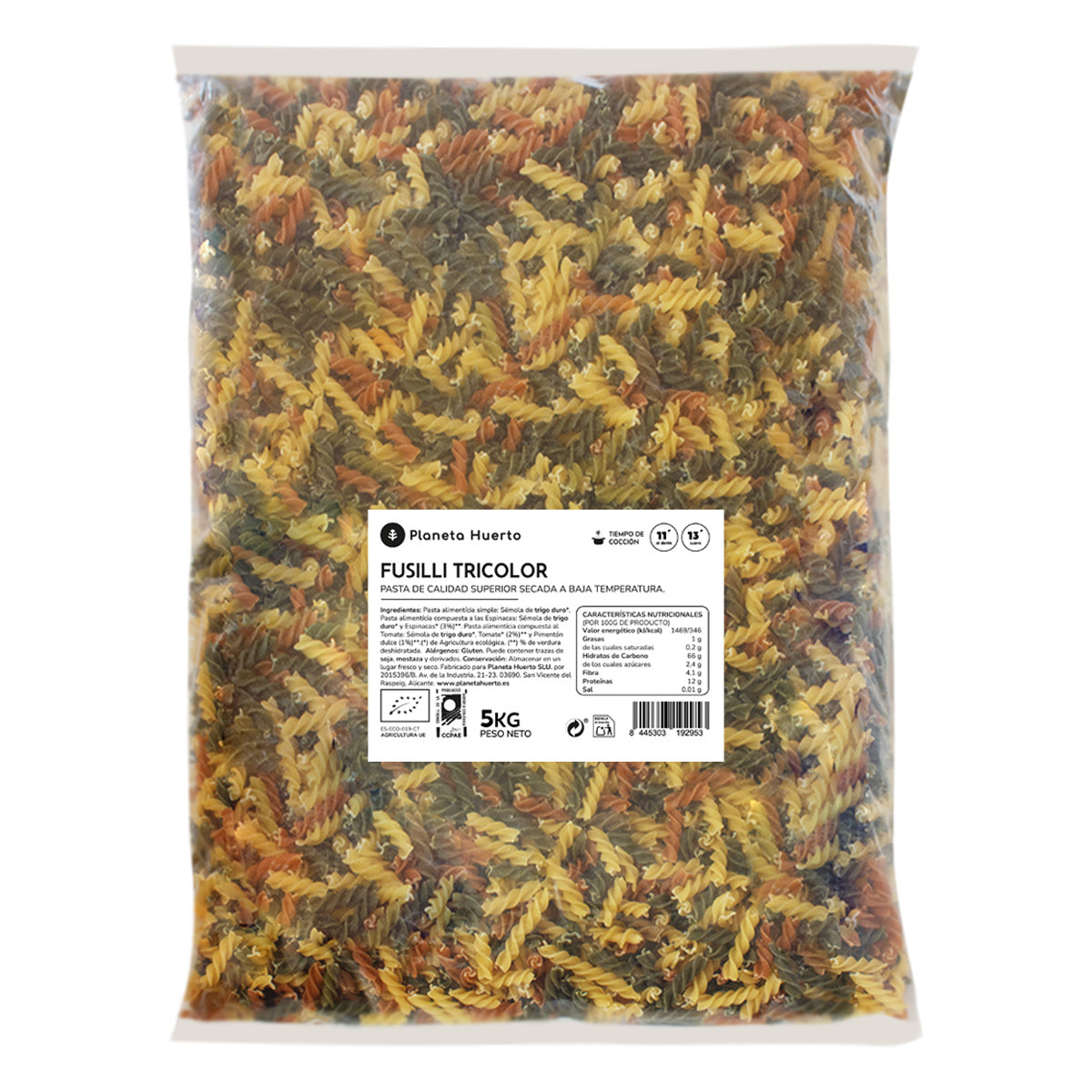 Fusilli tricolor ECO Planeta Huerto 5 Kg
